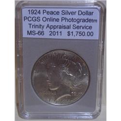 1924 Peace Silver Dollar PCGS MS-67 w/Appraisal