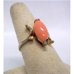 Pink Coral and Sterling Silver Ring
