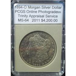 1894-O Morgan Silver Dollar PCGS MS-64 w/Appraisal