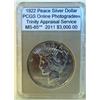 Image 1 : 1922 Peace Dollar Mint Error PCGS MS65 w/Appraisal