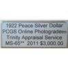 Image 2 : 1922 Peace Dollar Mint Error PCGS MS65 w/Appraisal