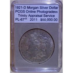1921-D Morgan Dollar VAM! PCGS PL-67 w/Appraisal