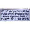 Image 2 : 1921-D Morgan Dollar VAM! PCGS PL-67 w/Appraisal