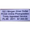Image 2 : 1921 Morgan Silver Dollar PCGS PL-66 w/Appraisal