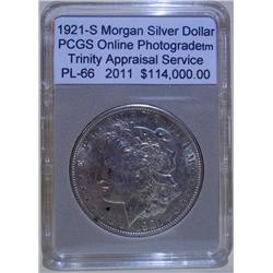 1921-S Morgan Dollar *114K* PCGS PL-66 w/Appraisal