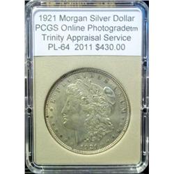 1921 Morgan Dollar PCGS PL-64 w/Appraisal