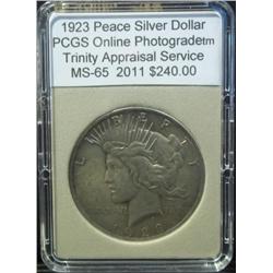 1923 Peace Dollar PCGS MS-65 w/Appraisal