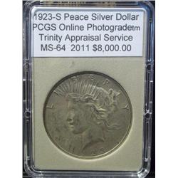 1923-S Peace Dollar PCGS MS-64 w/Appraisal