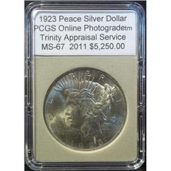 1923 Peace Dollar PCGS MS-67 w/Appraisal XXRARE