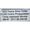 Image 3 : 1923 Peace Dollar PCGS MS-67 w/Appraisal XXRARE