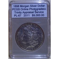 1898 Morgan Silver Dollar PCGS PL-67 w/Appraisal