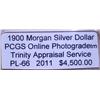 Image 2 : 1900 Morgan Silver Dollar PCGS PL-66 w/Appraisal
