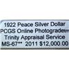 Image 3 : 1922-S Peace Dollar Mint Error PCGS MS-67 w/App