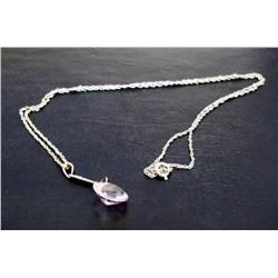 10KT  White Gold Necklace w/ Gemstone Pendant