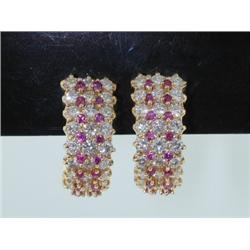 14K Yellow Gold Ruby & Diamond Earrings