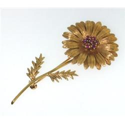 Tiffany & Co 18k Yellow Gold Ruby Pin