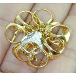 Dimodolo 18k 2-toned Gold Diamond Pin.