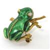 Image 2 : 18K Yellow Gold Enamel & Diamond Frog Pin