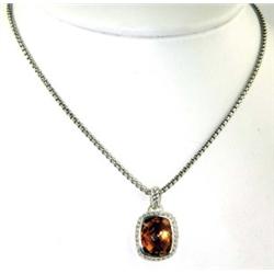 David Yurman Silver Citrine & Diamond Necklace
