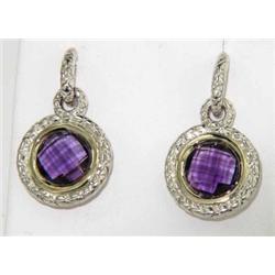 Charles Krypell Gold/Silver Amethyst & Diamond Earrings