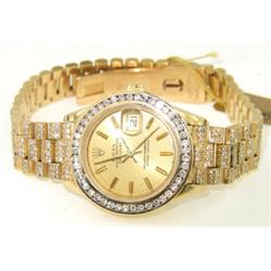 Rolex 18K Yellow Gold Diamond Ladies Watch