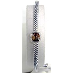 David Yurman Silver Diamond Citrine Bangle