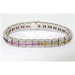 Salavetti 18K White Gold Diamond Sapphire Bracelet