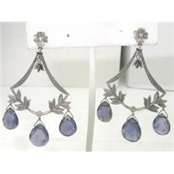 18K White Gold Tourmaline & Diamond Earrings