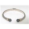Image 1 : Town and Country Silver/14K Gold Diamond Pearl Bangle