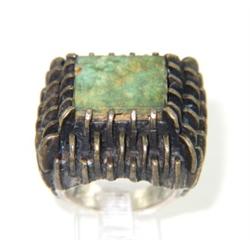 14K Yellow Gold / Silver Turquoise Ring