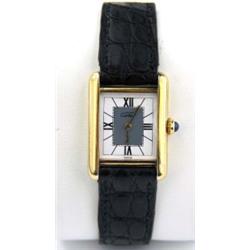 Cartier Silver Leather Strap Watch