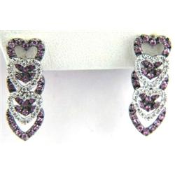 14K White Gold Diamond and Pink Sapphire Earrings