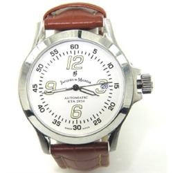 Jacques du Manoir Skeleton Brown Leather Strap watch