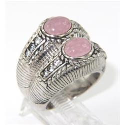 Judith Ripka Silver Pink Moon Stone Dimonnique CZ Ring