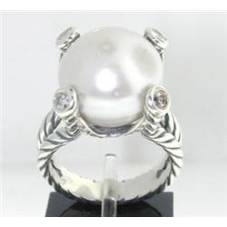 David Yurman Silver Pearl Diamond Ring.