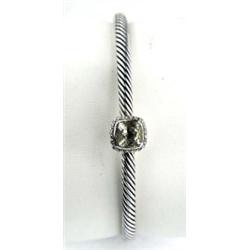 David Yurman Silver Diamond Lemon Citrine Bangle