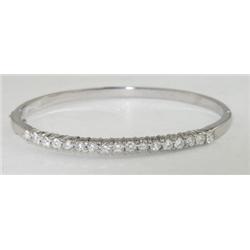 14K White Gold Diamond Bangle
