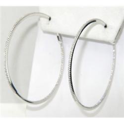 18K White Gold Diamond Hoop Earrings