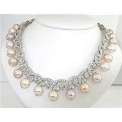 Salavetti 18K White Gold Diamond & Pearl Necklace