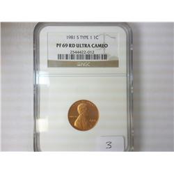 1981-S TYPE I LINCOLN CENT NGC PF69 RD ULTRA CAMEO