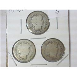 1914,15 & 16 BARBER DIMES