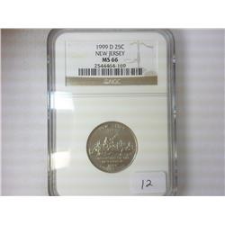 1999-D NEW JERSEY QUARTER NGC MS66