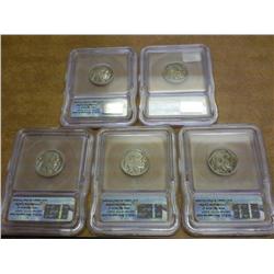 5 ICG BUFFALO NICKEL SLABS 1926,30,35,36 & 37