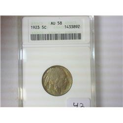 1923 BUFFALO NICKEL ANACS AU58