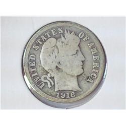 1916 BARBER DIME