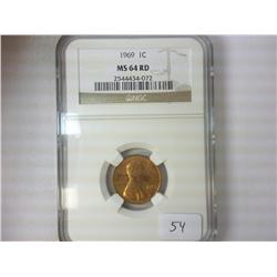 1969 LINCOLN CENT NGC MS64RD