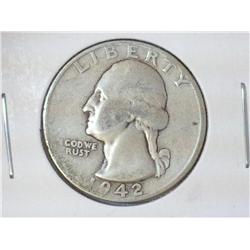 1942-S WASHINGTON SILVER QUARTER