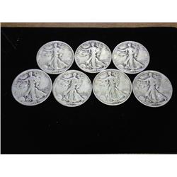 7 ASSORTED WALKING LIBERTY HALF DOLLARS