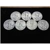 Image 1 : 7 ASSORTED WALKING LIBERTY HALF DOLLARS