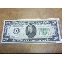 1934 $20 FEDERAL RESERVE NOTE GREEN SEAL